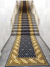 Однотонный полушерстяная ковровая дорожка KONSUL blue с укладкой на лестницу