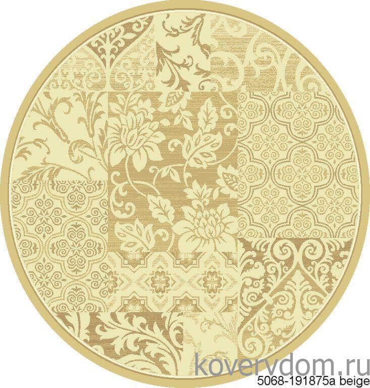 Рельефный ковер из вискозы RIMINI 5068 191875a beige КРУГ Рельефный ковер из вискозы RIMINI 5068 191875a beige КРУГ