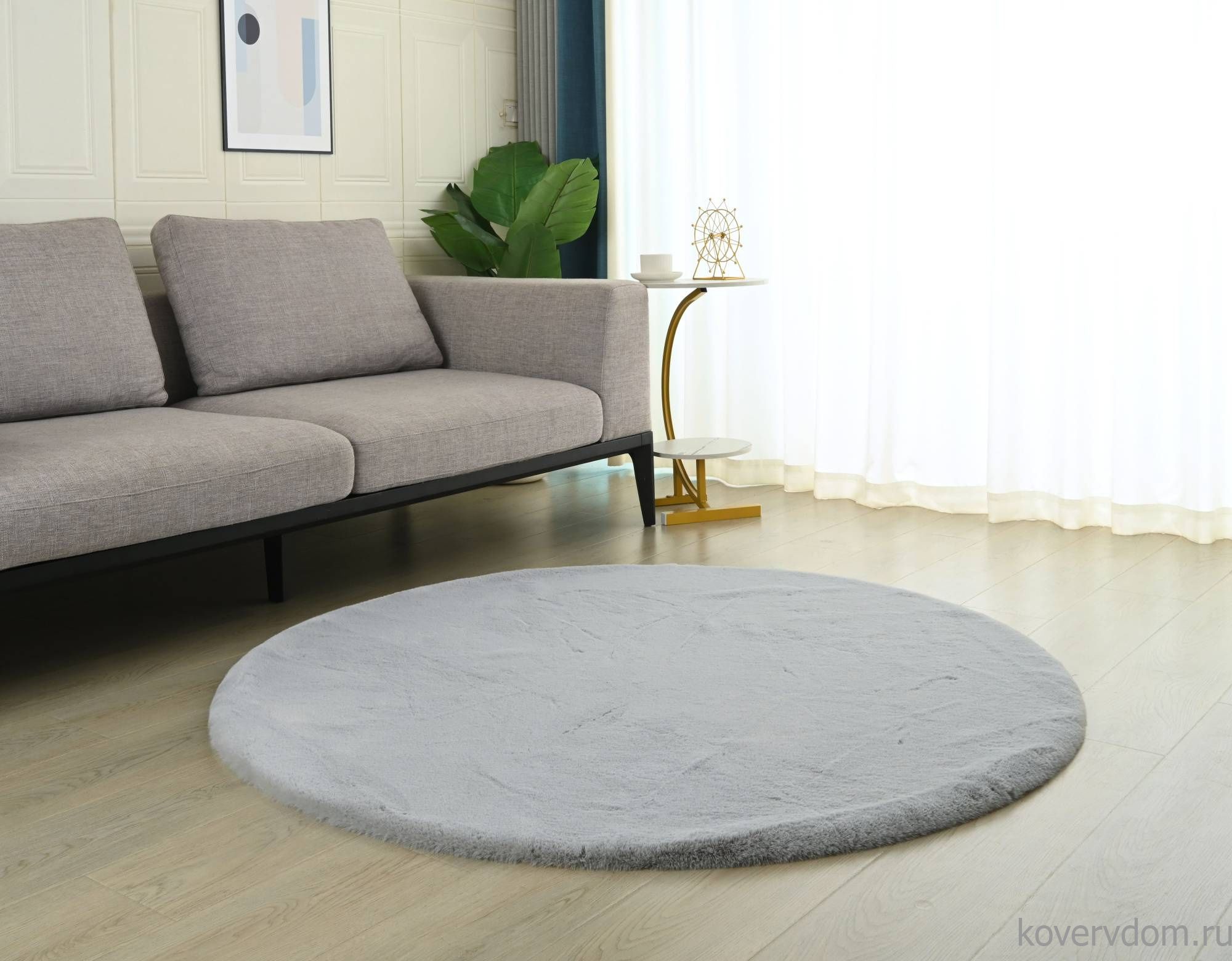 Ковер из искусственного меха RABBIT PREMIUM MS1000 L.GREY Круг